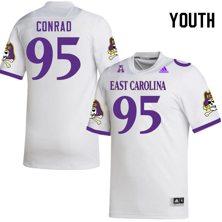 Youth #95 Andrew Conrad ECU Pirates 2023 College Football Jerseys Stitched-White
